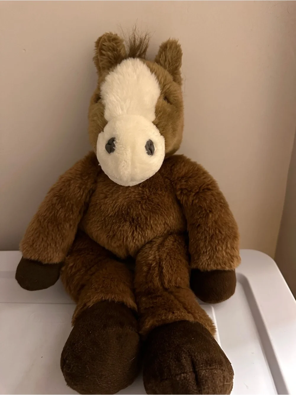 Build-A-Bear Brown and white retired plush horse with White Face